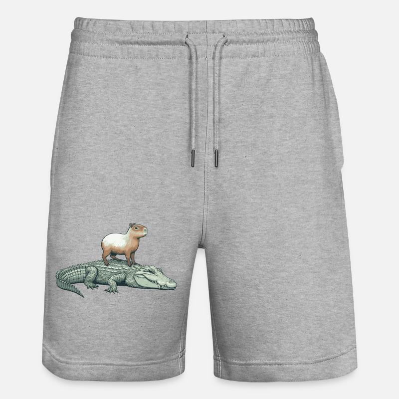 Capy & Croc Dreamteam - Stanley/Stella Unisex Bio Joggingshorts Trainer  - Grau meliert