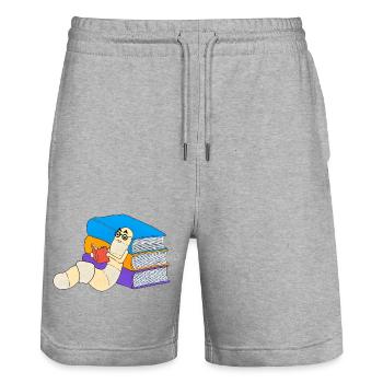 Bookworm Reading Book Love Bookworm Literature - Stanley/Stella Trainer Unisex Organic Jogging Shorts - heather grey - Front - Nik (191cm) & Marisol (170cm)