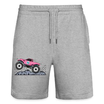 Monstertruck Geburtstag 13 Pink - Stanley/Stella Unisex Bio Joggingshorts Trainer  - Grau meliert - Vorne - Nik (191cm) & Marisol (170cm)