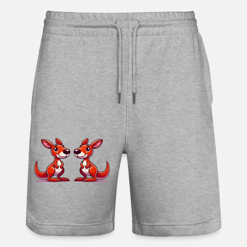 Kängurus Comic - Stanley/Stella Unisex Bio Joggingshorts Trainer  - Grau meliert