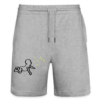 ReNaissance bébé noir Phoenix jaune - Short de jogging bio TRAINER Stanley/Stella unisexe - gris chiné - Devant - Nik (191cm) & Marisol (170cm)