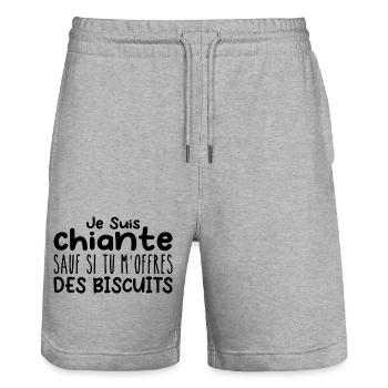 Frau, die anbetet: Cookies. Lustiger Design-Humor - Stanley/Stella Unisex Bio Joggingshorts Trainer  - Grau meliert - Vorne - Nik (191cm) & Marisol (170cm)