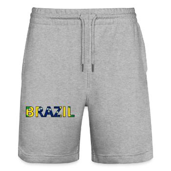 Brazil Flag - Stanley/Stella Trainer Unisex Organic Jogging Shorts - heather grey - Front - Nik (191cm) & Marisol (170cm)