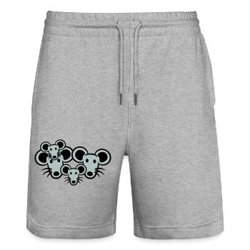 4 souris famille deux enfants maman papa parents mignon - Short de jogging bio TRAINER Stanley/Stella unisexe - gris chiné - Devant - Nik (191cm) & Marisol (170cm)