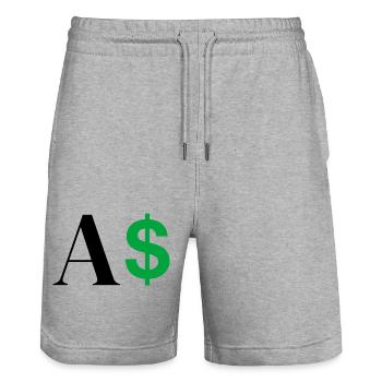 Dollar Letter - Stanley/Stella Trainer Unisex Organic Jogging Shorts - heather grey - Front - Nik (191cm) & Marisol (170cm)