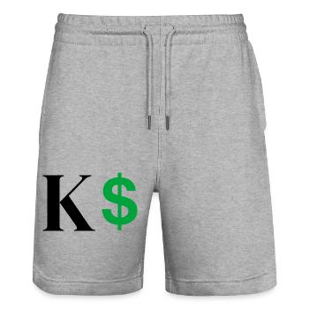 Buchstabe k Dollar - Stanley/Stella Unisex Bio Joggingshorts Trainer  - Grau meliert - Vorne - Nik (191cm) & Marisol (170cm)