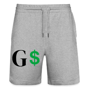 Letter g dollar - Stanley/Stella Trainer Unisex Organic Jogging Shorts - heather grey - Front - Nik (191cm) & Marisol (170cm)