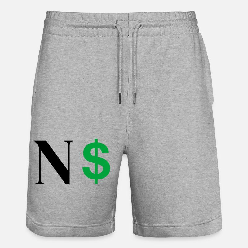 Buchstabe n Dollar - Stanley/Stella Unisex Bio Joggingshorts Trainer  - Grau meliert