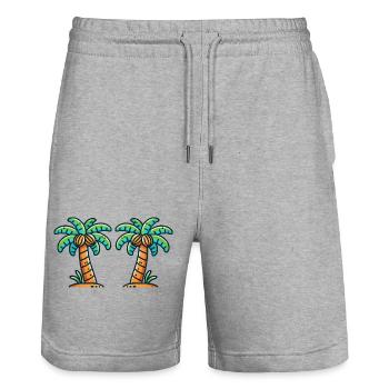 palmen - Stanley/Stella Unisex Bio Joggingshorts Trainer  - Grau meliert - Vorne - Nik (191cm) & Marisol (170cm)