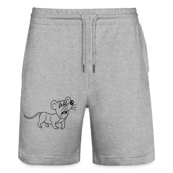 Souris épuisée triste désespérément fatiguée souffrance douce - Short de jogging bio TRAINER Stanley/Stella unisexe - gris chiné - Devant - Nik (191cm) & Marisol (170cm)