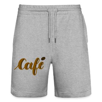 lettrage café - Short de jogging bio TRAINER Stanley/Stella unisexe - gris chiné - Devant - Nik (191cm) & Marisol (170cm)