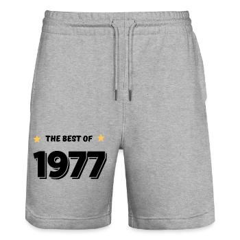 Best of 1977 - Short de jogging bio TRAINER Stanley/Stella unisexe - gris chiné - Devant - Nik (191cm) & Marisol (170cm)