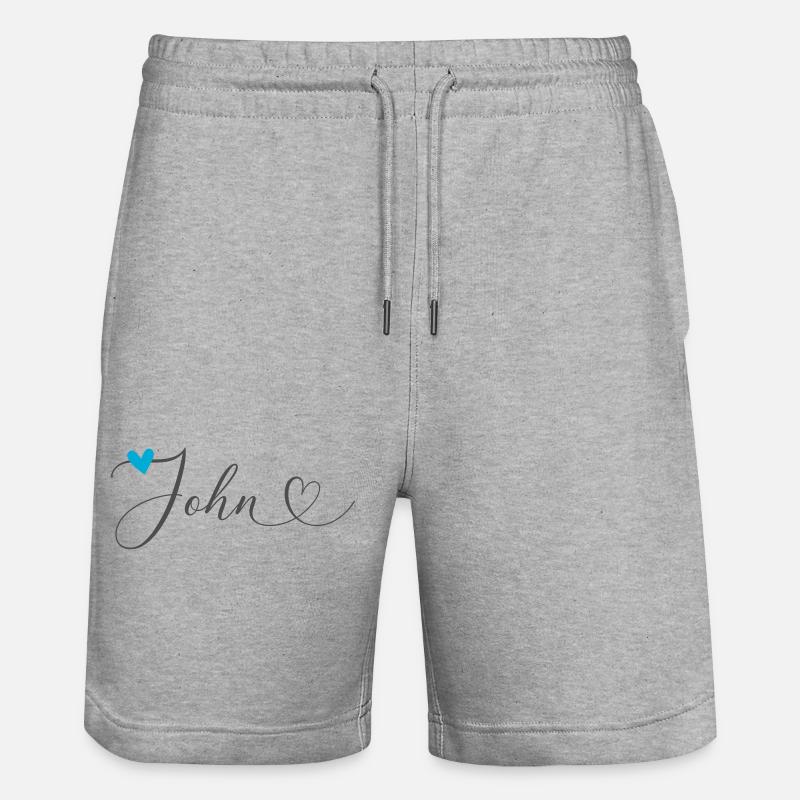 John Nom Prénom Calligraphie Coeur - Short de jogging bio TRAINER Stanley/Stella unisexe - gris chiné