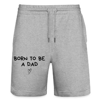 Born to be a dad - dad gift idea - Stanley/Stella Trainer Unisex Organic Jogging Shorts - heather grey - Front - Nik (191cm) & Marisol (170cm)