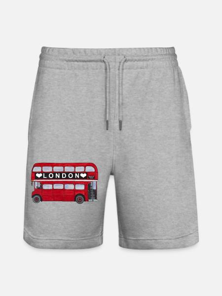 Lontoo Punainen Bussi Kaksikerroksinen Englanti Turistikaupunki - Stanley/Stella Trainer unisex luomu-collegeshortsit - harmaasävyinen
