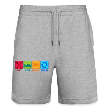 Gravelbike Gravel Rennrad Fahrrad Eat Sleep - Stanley/Stella Unisex Bio Joggingshorts Trainer  - Grau meliert - Vorne - Nik (191cm) & Marisol (170cm)
