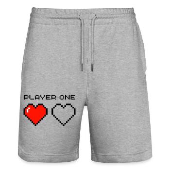 Player One - Stanley/Stella Unisex Bio Joggingshorts Trainer  - Grau meliert - Vorne - Nik (191cm) & Marisol (170cm)