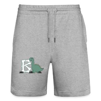 Lettre B - Short de jogging bio TRAINER Stanley/Stella unisexe - gris chiné - Devant - Nik (191cm) & Marisol (170cm)