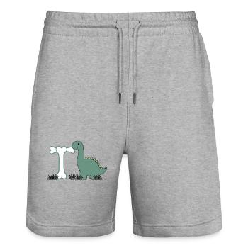 Lettre T - Short de jogging bio TRAINER Stanley/Stella unisexe - gris chiné - Devant - Nik (191cm) & Marisol (170cm)