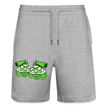 2 Turtles Tank Gun Shooting War Attack - Stanley/Stella Trainer Unisex Organic Jogging Shorts - heather grey - Front - Nik (191cm) & Marisol (170cm)