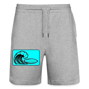Surfboard Wave - Stanley/Stella Trainer Unisex Organic Jogging Shorts - heather grey - Front - Nik (191cm) & Marisol (170cm)