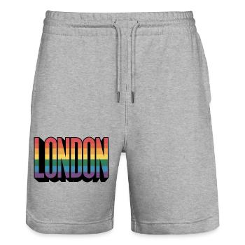 London - Cooles queeres Stadtlogo - Stanley/Stella Unisex Bio Joggingshorts Trainer  - Grau meliert - Vorne - Nik (191cm) & Marisol (170cm)