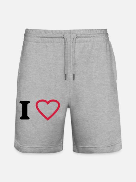 i love - Stanley/Stella Trainer Unisex Organic Jogging Shorts - heather grey