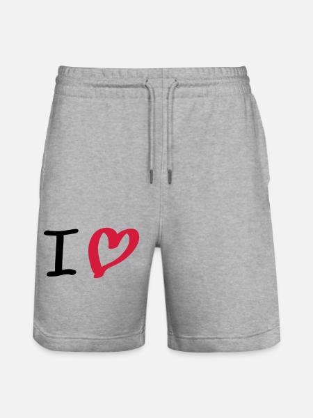 i love - Stanley/Stella Trainer Unisex Organic Jogging Shorts - heather grey