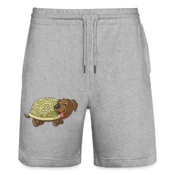 Niedliche Comic Dackelkröte - Stanley/Stella Unisex Bio Joggingshorts Trainer  - Grau meliert - Vorne - Nik (191cm) & Marisol (170cm)