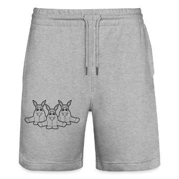 3 freunde klein baby suess niedlich sitzen esel pf - Stanley/Stella Unisex Bio Joggingshorts Trainer  - Grau meliert - Vorne - Nik (191cm) & Marisol (170cm)
