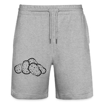 heap many design potato eat delicious cook ku - Stanley/Stella Trainer Unisex Organic Jogging Shorts - heather grey - Front - Nik (191cm) & Marisol (170cm)