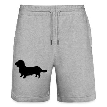 Teckel à poils rugueux - Short de jogging bio TRAINER Stanley/Stella unisexe - gris chiné - Devant - Nik (191cm) & Marisol (170cm)