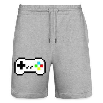 Pixel Controler - Stanley/Stella Trainer Unisex Organic Jogging Shorts - heather grey - Front - Nik (191cm) & Marisol (170cm)