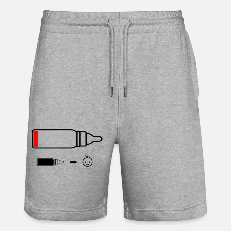 Bébé batterie ou biberon vide - Short de jogging bio TRAINER Stanley/Stella unisexe - gris chiné