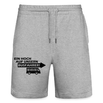 ein hoch auf unsern busfahrer - Stanley/Stella Trainer Unisex Organic Jogging Shorts - heather grey - Front - Nik (191cm) & Marisol (170cm)