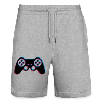 3d controller design logo clip art cool gamer zocke - Stanley/Stella Trainer Unisex Organic Jogging Shorts - heather grey - Front - Nik (191cm) & Marisol (170cm)