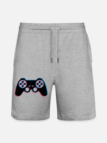 3d controller design logo clip art cool gamer zocke - Stanley/Stella Trainer Unisex Organic Jogging Shorts - heather grey