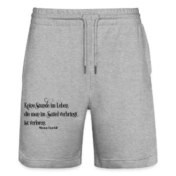 reiten - Stanley/Stella Unisex Bio Joggingshorts Trainer  - Grau meliert - Vorne - Nik (191cm) & Marisol (170cm)
