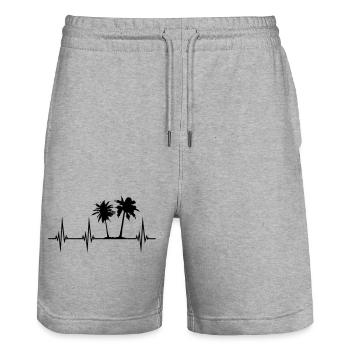 battement de coeur pulsation fréquence 2 paumes parti journal d'été - Short de jogging bio TRAINER Stanley/Stella unisexe - gris chiné - Devant - Nik (191cm) & Marisol (170cm)