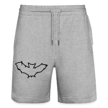 cool design muster logo symbol bat fledermaus blit - Stanley/Stella Unisex Bio Joggingshorts Trainer  - Grau meliert - Vorne - Nik (191cm) & Marisol (170cm)