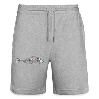 poisson - Short de jogging bio TRAINER Stanley/Stella unisexe - gris chiné - Devant - Nik (191cm) & Marisol (170cm)