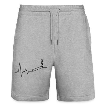 heartbeat smoking - Stanley/Stella Trainer Unisex Organic Jogging Shorts - heather grey - Front - Nik (191cm) & Marisol (170cm)