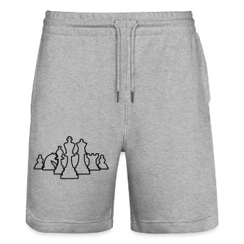 échecs - Short de jogging bio TRAINER Stanley/Stella unisexe - gris chiné - Devant - Nik (191cm) & Marisol (170cm)