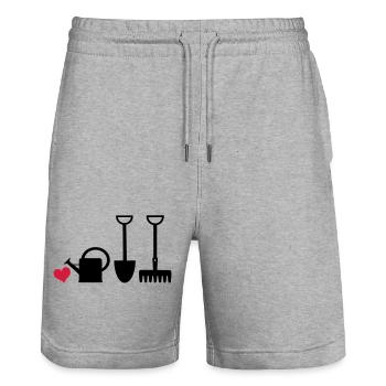 Gärtnerherz2 - Stanley/Stella Trainer Unisex Organic Jogging Shorts - heather grey - Front - Nik (191cm) & Marisol (170cm)