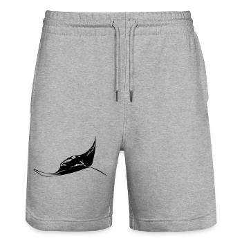 Fliegender Manta - Stanley/Stella Unisex Bio Joggingshorts Trainer  - Grau meliert - Vorne - Nik (191cm) & Marisol (170cm)