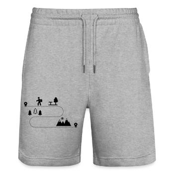 wandern in den Bergen - Stanley/Stella Unisex Bio Joggingshorts Trainer  - Grau meliert - Vorne - Nik (191cm) & Marisol (170cm)