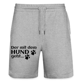 der mit dem Hund geht - Stanley/Stella Unisex Bio Joggingshorts Trainer  - Grau meliert - Vorne - Nik (191cm) & Marisol (170cm)