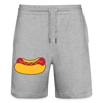 Hot Dog Sausage - Stanley/Stella Trainer Unisex Organic Jogging Shorts - heather grey - Front - Nik (191cm) & Marisol (170cm)