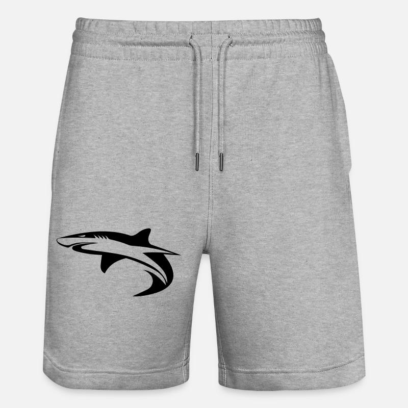 Shark - vector geometry design - Stanley/Stella Trainer Unisex Organic Jogging Shorts - heather grey