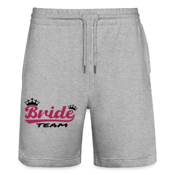 Équipe mariée - Short de jogging bio TRAINER Stanley/Stella unisexe - gris chiné - Devant - Nik (191cm) & Marisol (170cm)